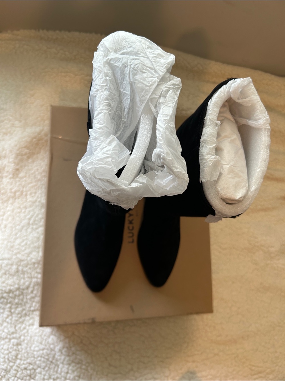 Lucky Brand Black Suede Over-the-Knee Pointed Toe Boots